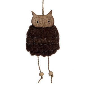 Деревянная елочная игрушка Совенок Вязаный Кантри 7*2*11 см, коричневый, подвеска Edelman фото 1