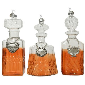 Набор стеклянных елочных игрушек Бутылки - Balmoral Castle Collection 12 см, 3 шт, подвеска Kaemingk фото 1