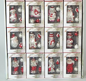 Елочная игрушки "Новогодние фигурки", 9 см, красно-белые Kaemingk фото 3