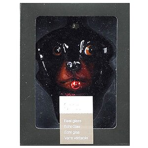 Елочная игрушка Собачка - Ротвейлер Черный 9 см, стекло, подвеска Kaemingk фото 1