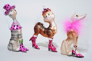 Елочная игрушка "Кошки в розовом", 15 см, стекло, подвеска Kaemingk фото 1