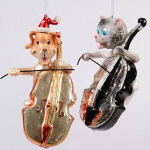 Елочная игрушка "Забавные музыканты", Кот, 14 см, стекло, подвеска Kaemingk фото 1