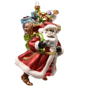 Елочная игрушка "Санта с подарками", 16 см, стекло, подвеска Kaemingk фото 1