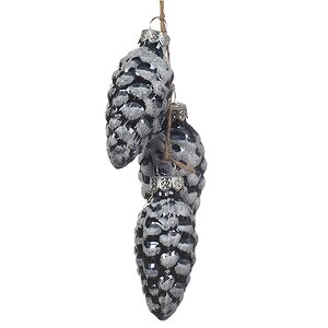 Стеклянная елочная игрушка гроздь Еловые Шишки 14 см синий бархат, подвеска Kaemingk фото 1