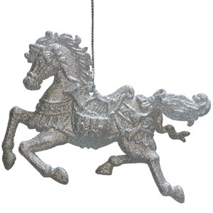 Елочная игрушка Лошадь Серебряная 10 см, подвеска Царь Елка фото 1