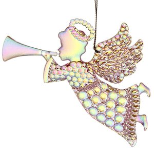 Елочная игрушка Ангел Летящий 10 см розово-прозрачный, подвеска Царь Елка фото 1