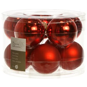 Набор стеклянных шаров 6 см красный mix, 10 шт Winter Deco фото 1