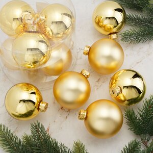Набор стеклянных шаров 8 см золотой mix, 6 шт Kaemingk/Winter Deco фото 1