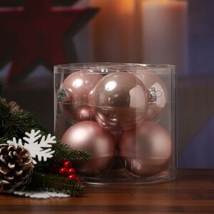 Набор стеклянных шаров 8 см розовый бутон mix, 6 шт Winter Deco фото 2