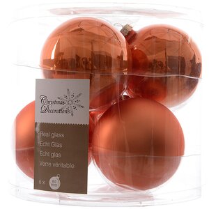 Набор стеклянных шаров 8 см оранжевый шелк mix, 6 шт Winter Deco фото 1
