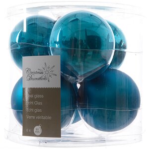 Набор стеклянных шаров 8 см лазурный mix, 6 шт Kaemingk фото 1
