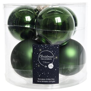 Набор стеклянных шаров 8 см зеленый бархат mix, 6 шт Kaemingk/Winter Deco фото 1