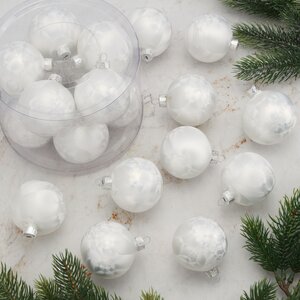 Набор стеклянных шаров 6 см морозный белый, 10 шт Winter Deco фото 2