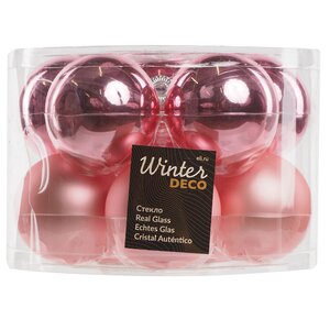 Набор стеклянных шаров 6 см розовое конфетти mix, 10 шт Winter Deco фото 1