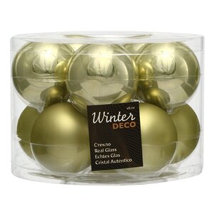 Набор стеклянных шаров 6 см нежно-оливковый mix, 10 шт Winter Deco фото 1