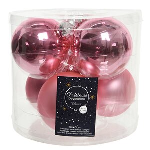 Набор стеклянных шаров 8 см розовое конфетти mix, 6 шт Kaemingk/Winter Deco фото 1