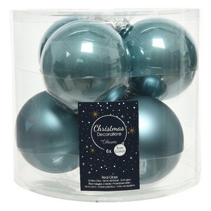 Набор стеклянных шаров 8 см голубой туман mix, 6 шт Kaemingk фото 1
