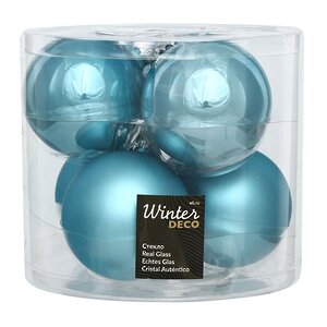 Набор стеклянных шаров 8 см голубая карамель mix, 6 шт Winter Deco фото 1