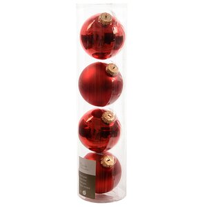 Набор стеклянных шаров 10 см красный mix, 4 шт Kaemingk/Winter Deco фото 1