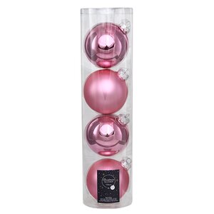 Набор стеклянных шаров 10 см розовое конфетти mix, 4 шт Kaemingk/Winter Deco фото 1
