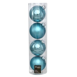 Набор стеклянных шаров 10 см голубая карамель mix, 4 шт Winter Deco фото 1