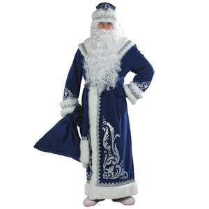 Карнавальный костюм для взрослых Дед Мороз с аппликациями, синий, 54-56 размер Батик фото 1
