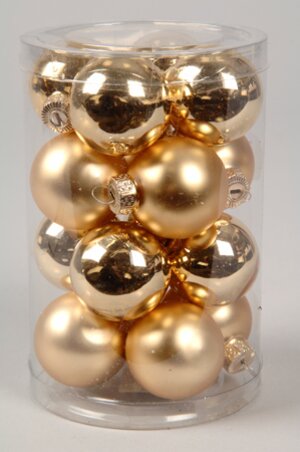 Набор стеклянных шаров 6 см золотой mix,16 шт Kaemingk фото 1