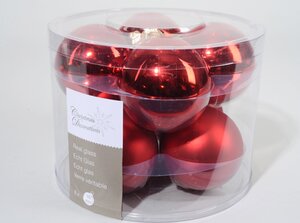Набор стеклянных шаров 6 см красный mix, 8 шт Kaemingk фото 1