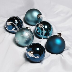 Набор стеклянных шаров Монклер: Quantum Blue 8 см, 6 шт Kaemingk фото 2