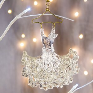 Елочная игрушка Платье Снежной Королевы 12 см серебряно-золотой, подвеска Forest Market фото 1