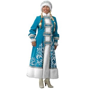 Карнавальный костюм для взрослых Снегурочка с аппликациями, 44-48 размер Батик фото 1