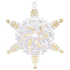 Снежинка "Вьюга", жемчужно-белая с золотым узором, 12*14 см Holiday Classics фото 1