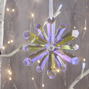 Снежинка Кристалл,11.5 см, золотисто-голубая Forest Market фото 1