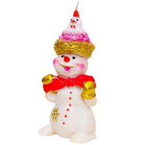 Свеча "Снеговик с петухом", 14*6 см Снегурочка фото 1