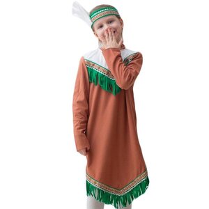 Карнавальный костюм Индеец, для девочки, рост 122-134 см Бока С фото 1