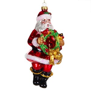 Елочная игрушка Санта с венком 17 см, стекло, подвеска Edelman фото 1