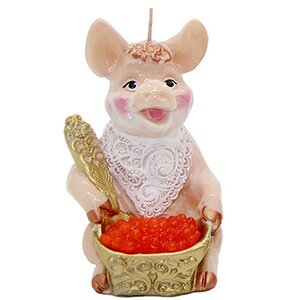 Свеча Кабанчик с икрой 11.5 см розовый Снегурочка фото 1