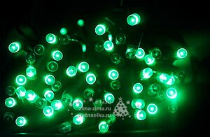 Светодиодная гирлянда для дома 100 зеленых LED ламп 10 м, зеленый ПВХ, контроллер Царь Елка фото 1