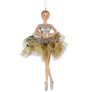 Елочное украшение Балерина Никия в серебряном платье 16 см, подвеска Katherine’s Collection фото 1