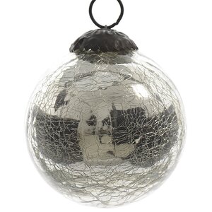 Винтажный шар 7.5 см серебряный состаренный, стекло Kaemingk фото 1