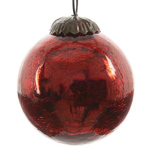 Винтажный шар 7.5 см красный состаренный, стекло Kaemingk фото 1