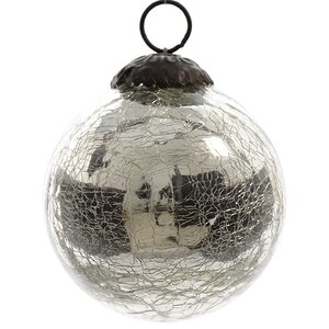Винтажный шар 10 см серебряный состаренный, стекло Kaemingk фото 1