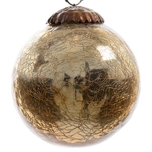 Винтажный шар 10 см золотой состаренный, стекло Kaemingk фото 1