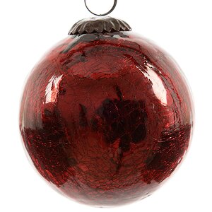 Винтажный шар 10 см красный состаренный, стекло Kaemingk фото 1