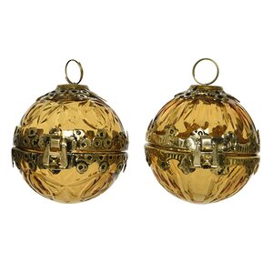 Винтажный елочный шар Шкатулка - Isidora Ambre 9 см, стекло Kaemingk фото 2