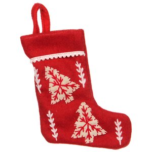 Носок рождественский красный "Елочки", 18*9 см Edelman фото 1