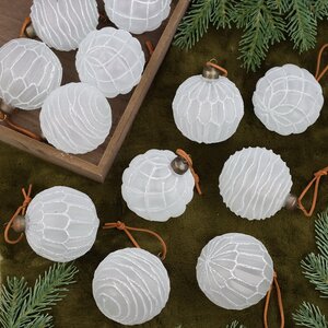 Набор стеклянных шаров Альстен 8 см, 12 шт морозный белый Winter Deco фото 1
