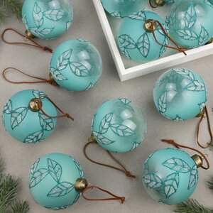 Набор стеклянных шаров Feuilles de Tiffany 8 см, 12 шт Winter Deco фото 1