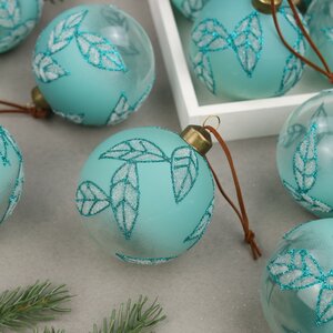 Набор стеклянных шаров Feuilles de Tiffany 8 см, 12 шт Winter Deco фото 2