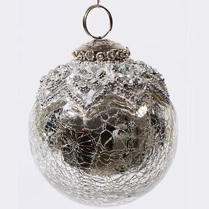 Винтажный шар Старинные кружева, 7.5 см, серебро, стекло Kaemingk фото 1